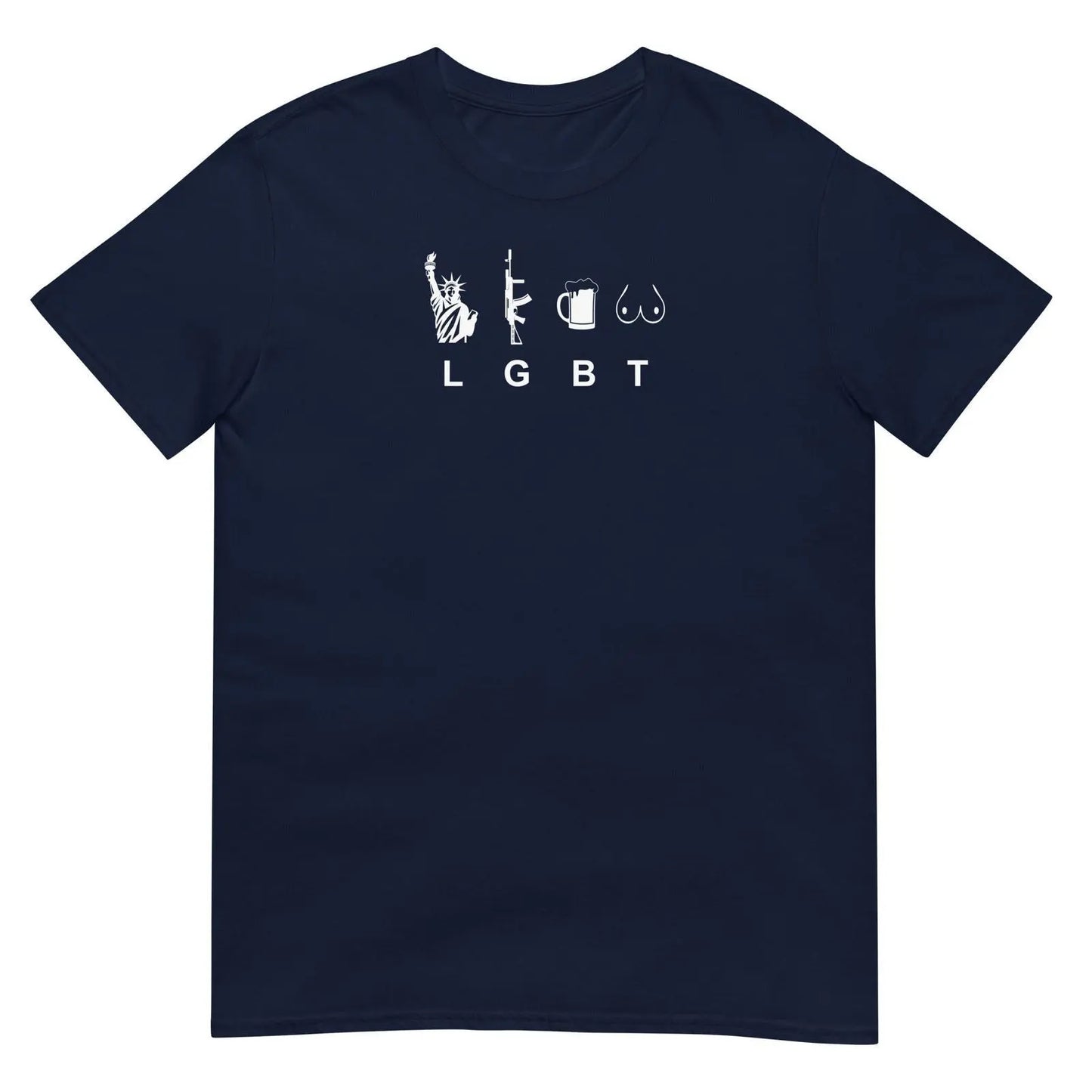 T-shirt unisexe LGBT liberty gun beer tits Bleu Marine - Sedurro