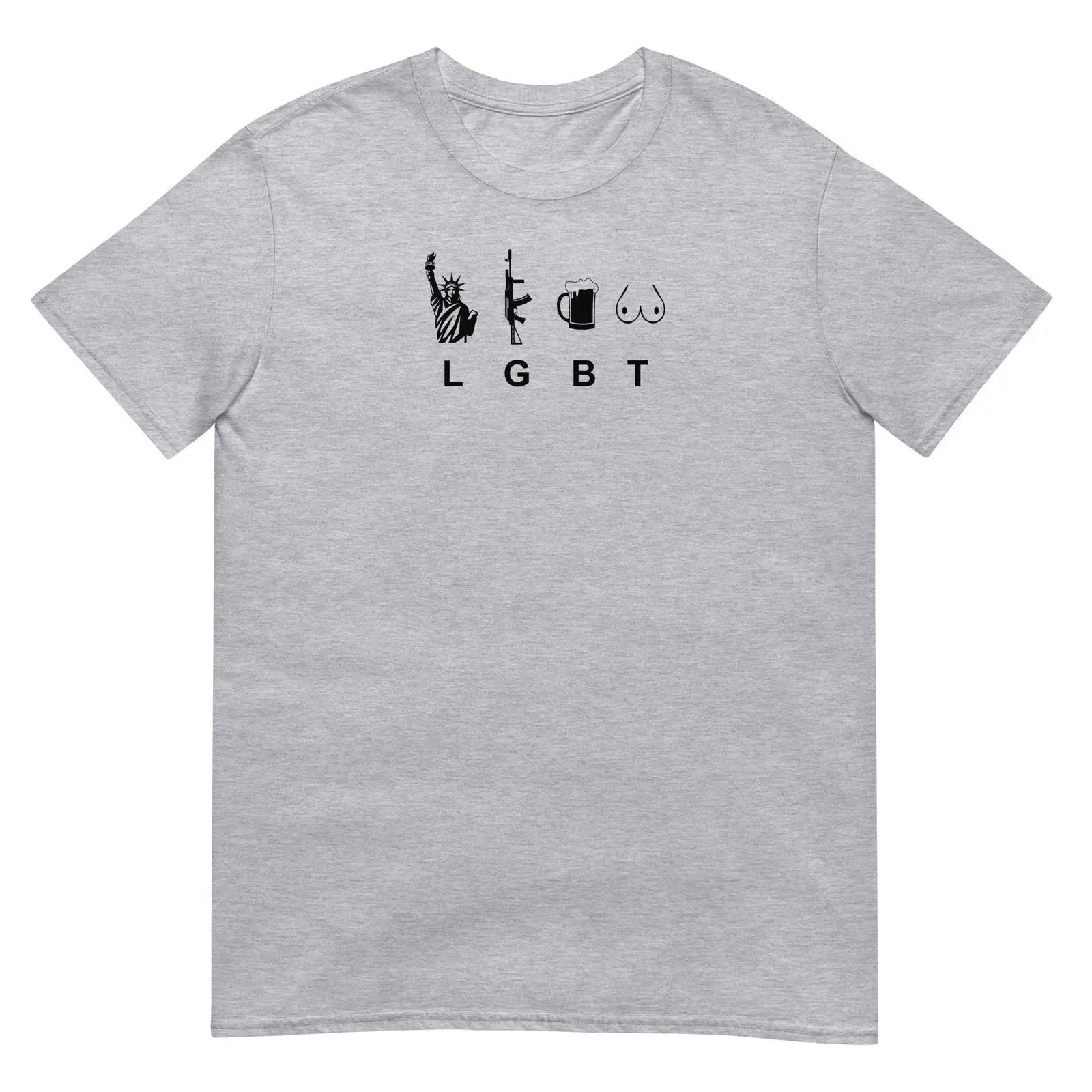 T-shirt unisexe LGBT liberty gun beer tits Gris Sport - Sedurro