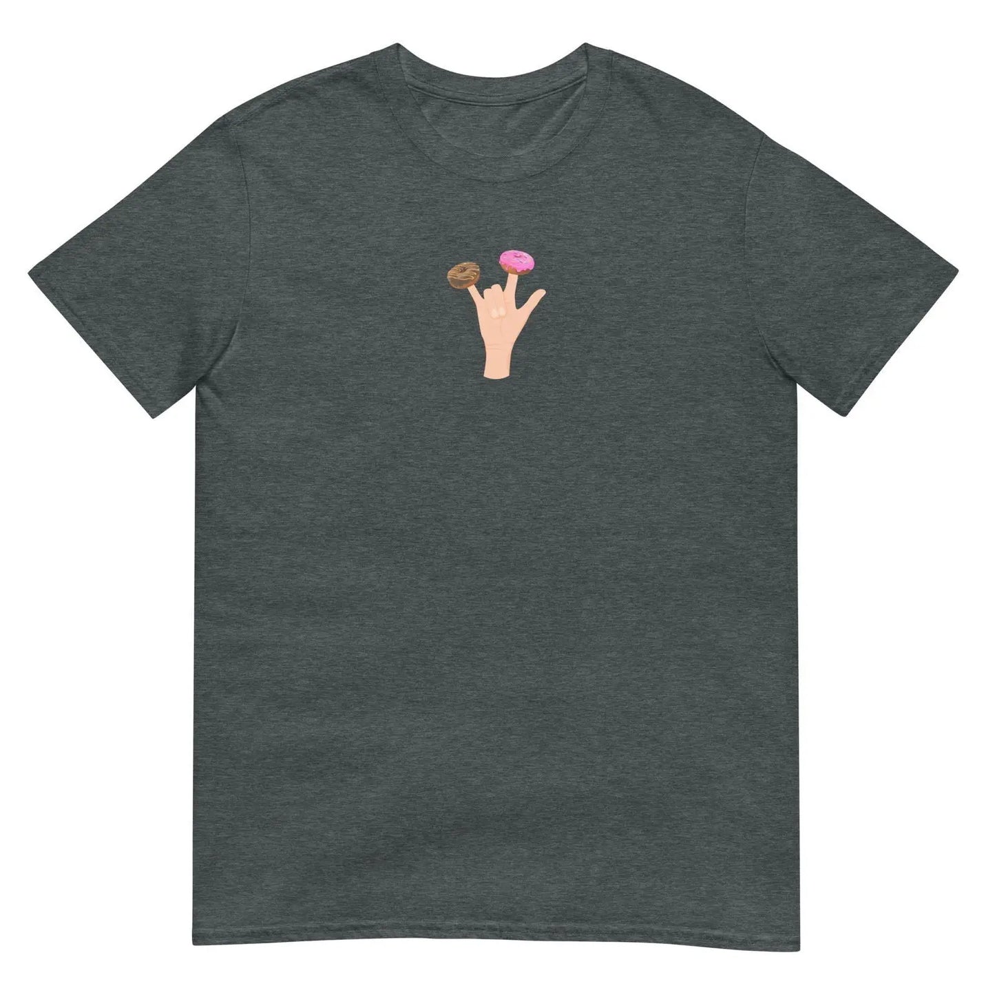 T-shirt unisexe Main donuts deux doigts Gris Foncé Chiné - Sedurro