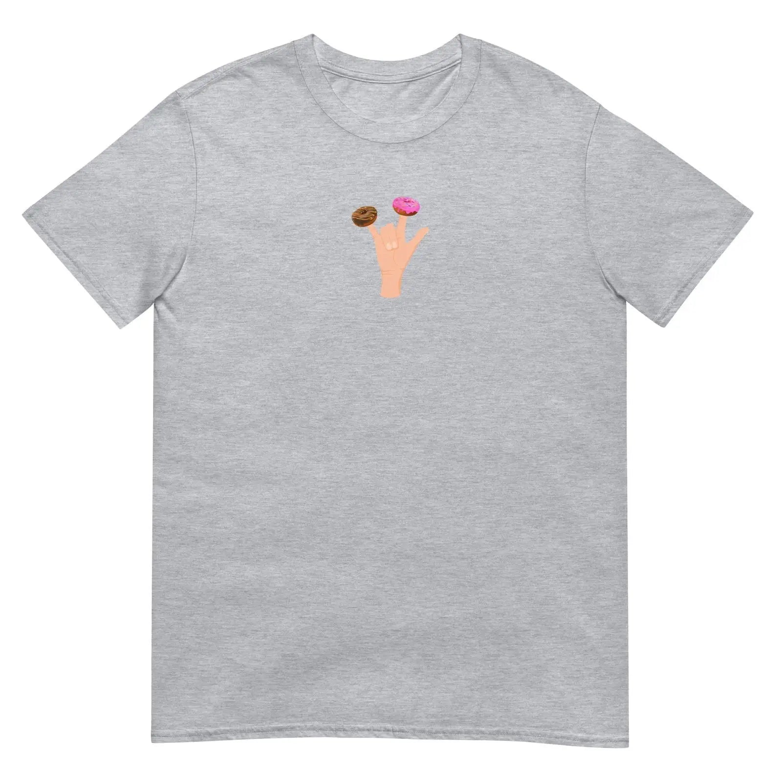 T-shirt unisexe Main donuts deux doigts Gris Sport - Sedurro