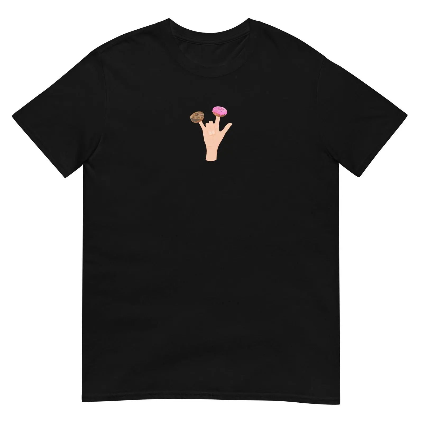 T-shirt unisexe Main donuts deux doigts Noir - Sedurro