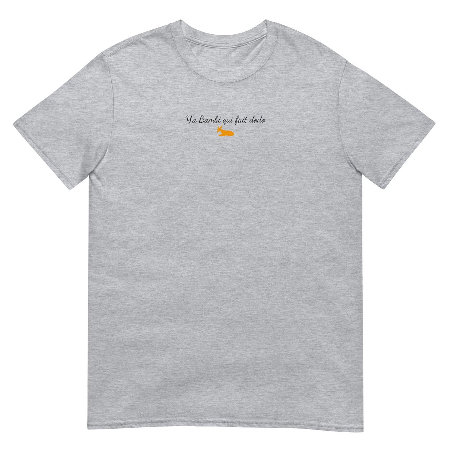 T-shirt unisexe Y'a bambi qui fait dodo Gris Sport - Sedurro