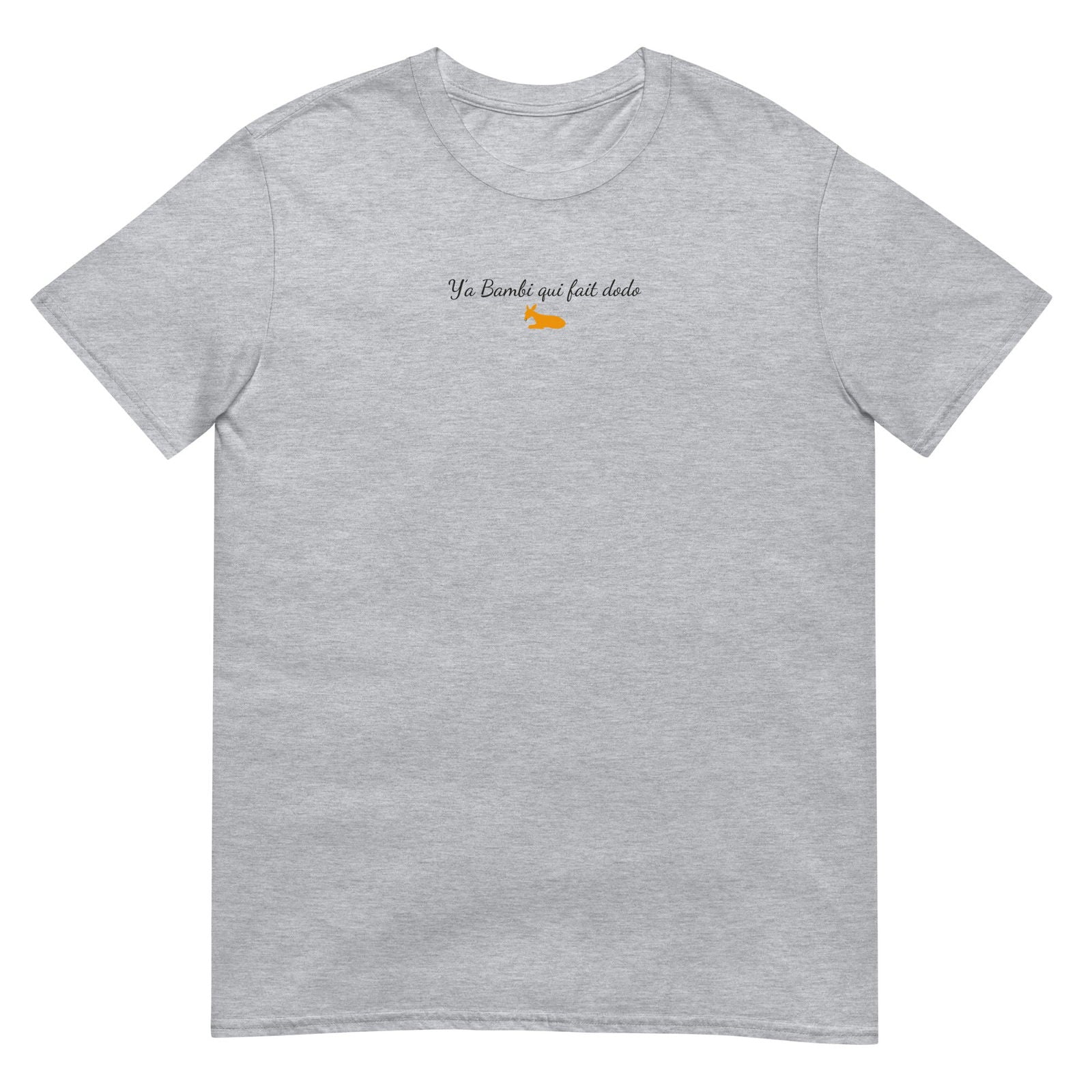 T-shirt unisexe Y'a bambi qui fait dodo Gris Sport - Sedurro