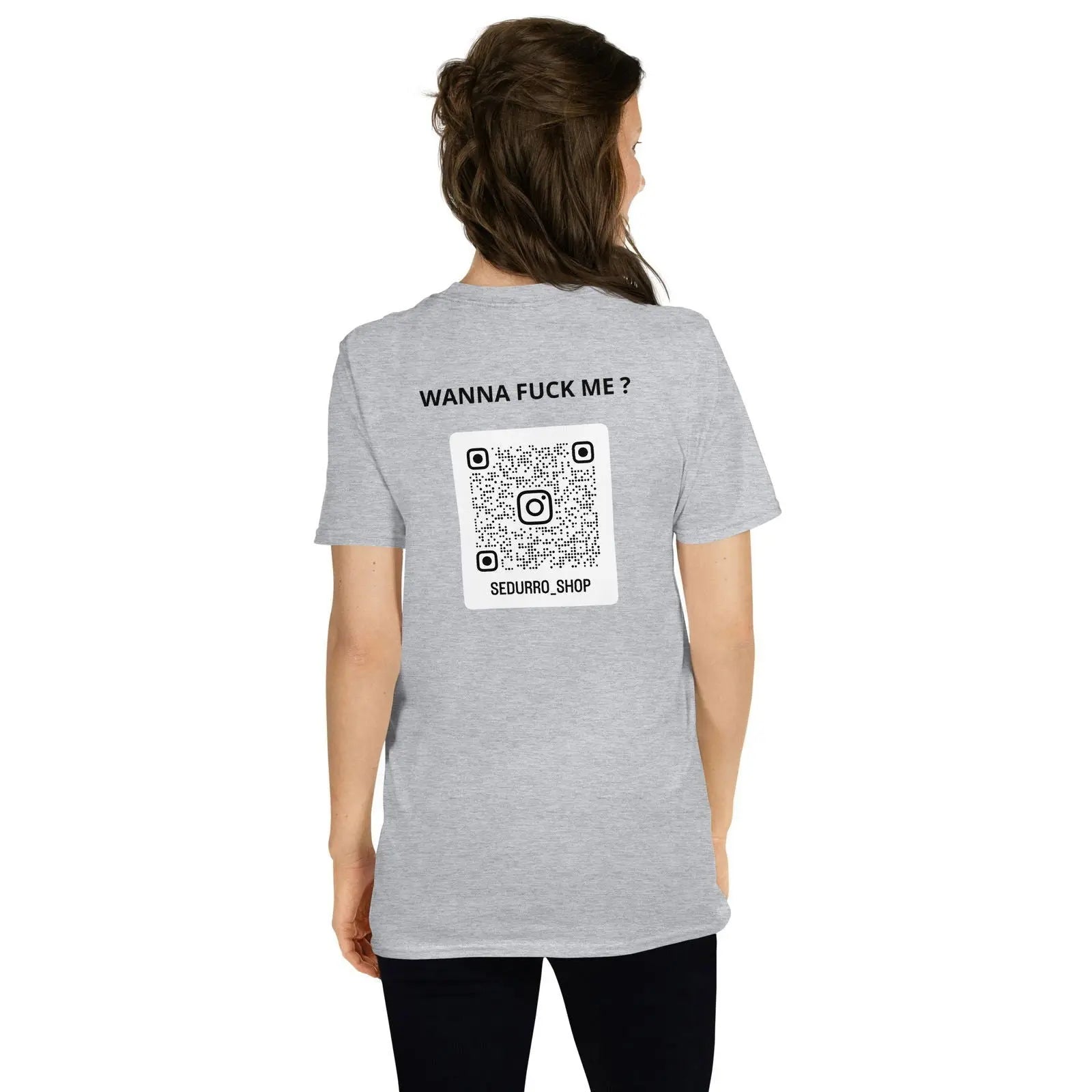 T-shirt unisexe personnalisable QR code Instagram dos - Wanna fuck me - clair - Sedurro