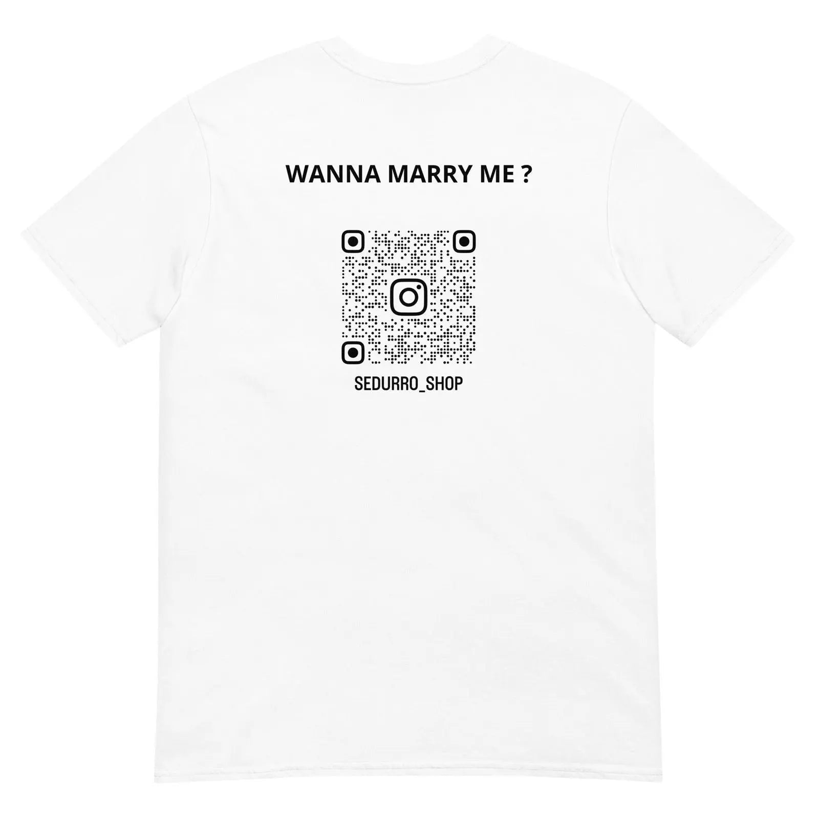 T-shirt unisexe personnalisable QR code Instagram dos - Wanna marry me - clair - Sedurro