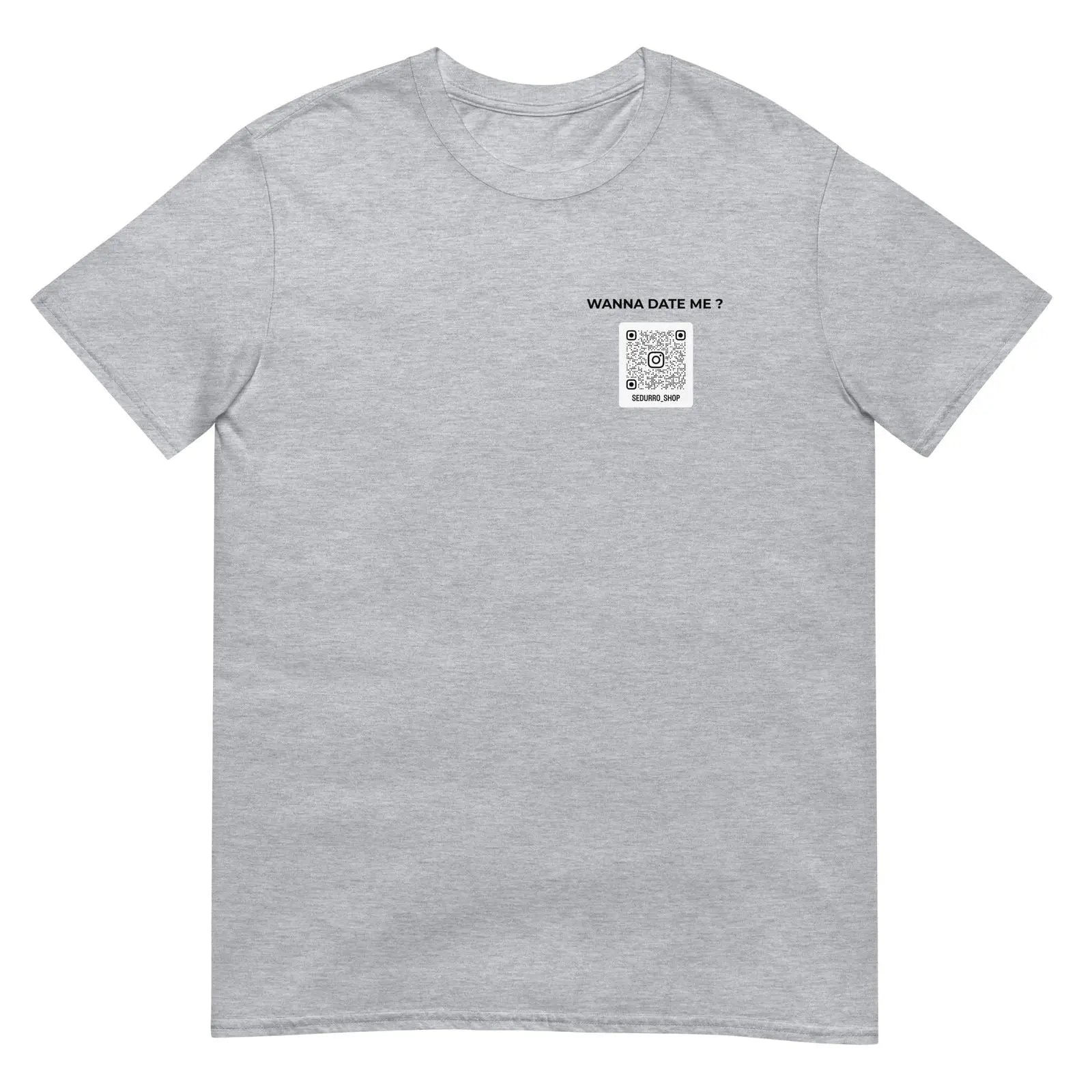 T-shirt unisexe personnalisable QR code Instagram poitrine - Wanna date me - clair Gris Sport - Sedurro