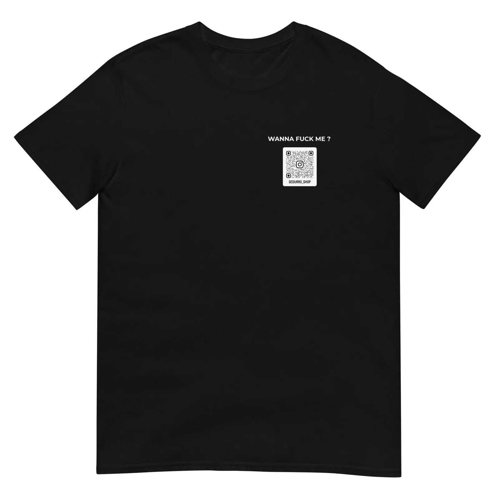 T-shirt unisexe personnalisable QR code Instagram poitrine - Wanna fuck me - foncé Noir - Sedurro