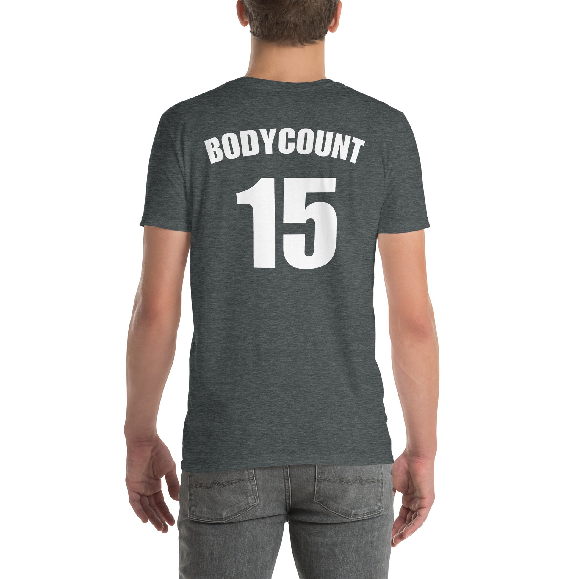 T-shirt unisexe personnalisable maillot numéro bodycount Gris Foncé Chiné - Sedurro
