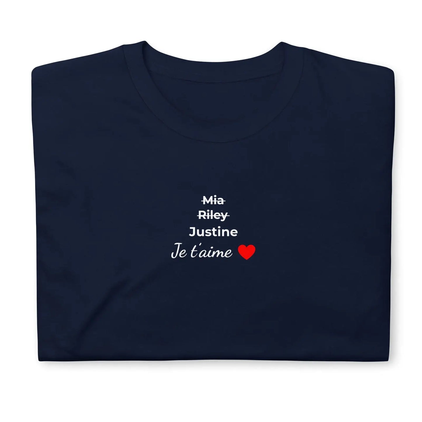 T-shirt unisexe personnalisable prénoms barrés femmes je t'aime - foncé - Sedurro