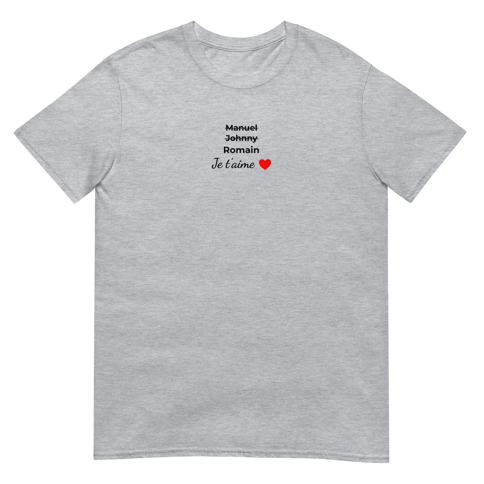 T-shirt unisexe personnalisable prénoms barrés hommes je t'aime - clair - Sedurro