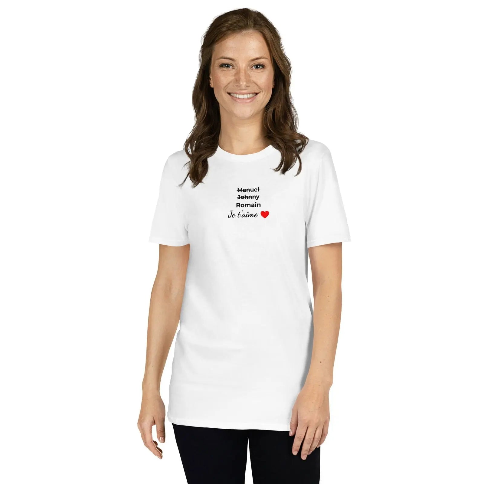 T-shirt unisexe personnalisable prénoms barrés hommes je t'aime - clair - Sedurro