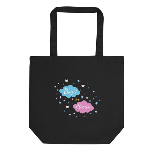 Tote bag bio Boy or abortion gender reveal Noir - Sedurro