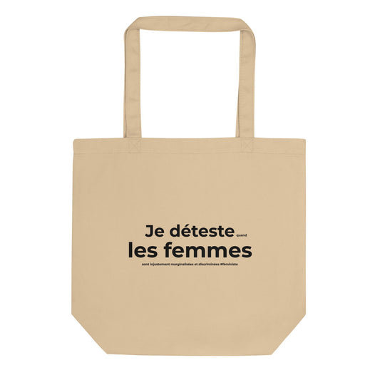 Tote bag bio Féministe Je déteste les femmes Oyster - Sedurro