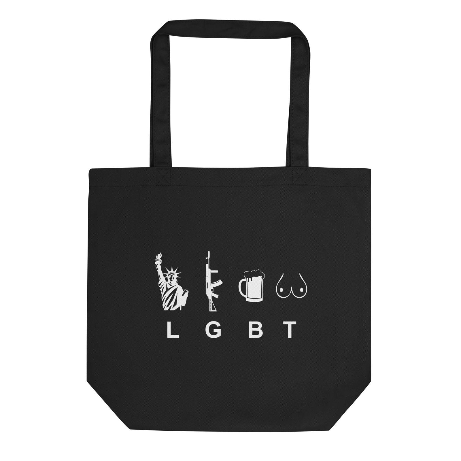 Tote bag bio LGBT liberty gun beer tits Noir - Sedurro