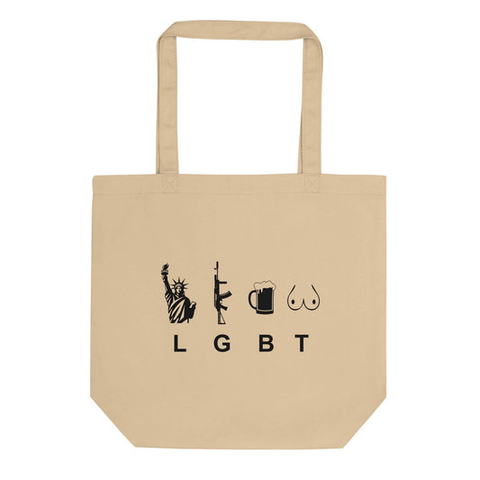 Tote bag bio LGBT liberty gun beer tits Oyster - Sedurro