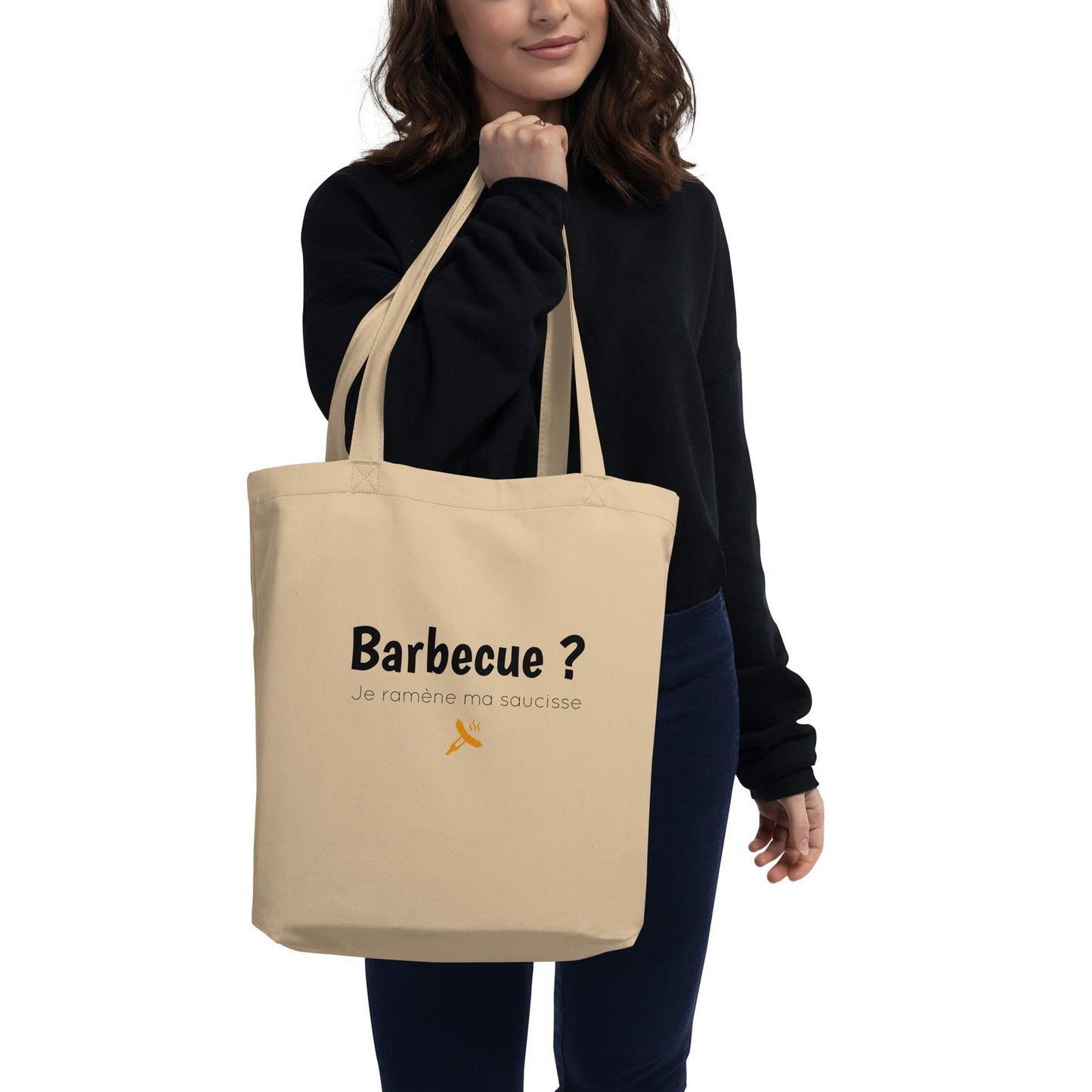 Tote bag bio Barbecue je ramène ma saucisse - Sedurro