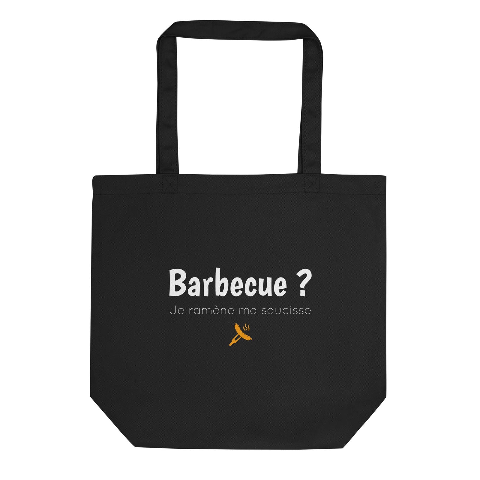 Tote bag bio Barbecue je ramène ma saucisse Noir - Sedurro