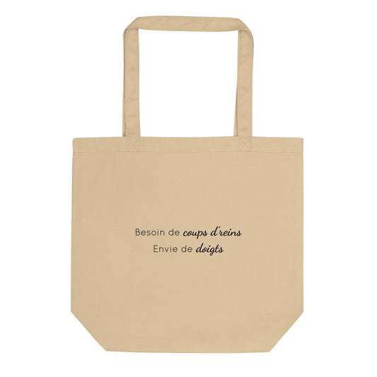 Tote bag bio Besoin de coups de reins envie de doigts Oyster - Sedurro