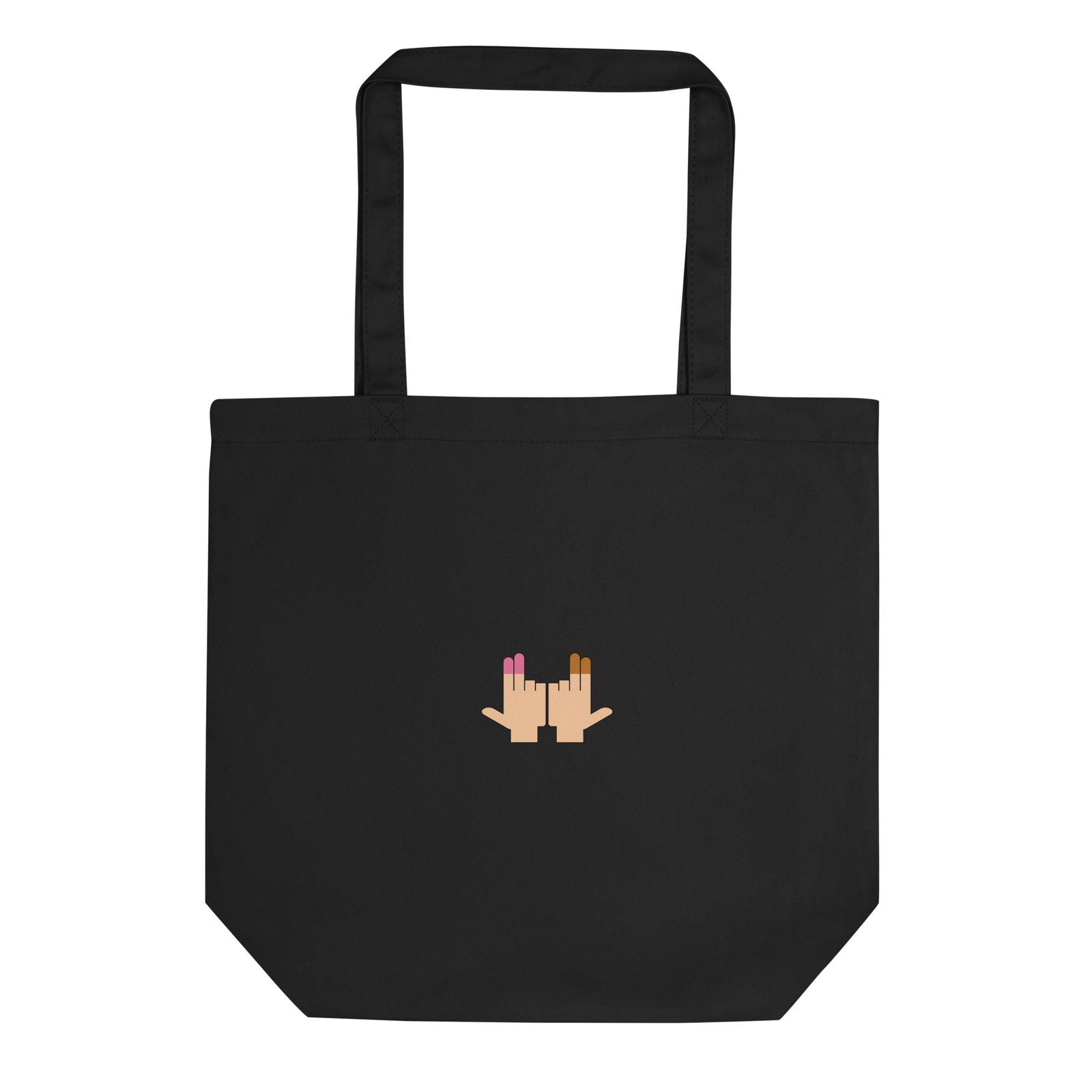 Tote bag bio DP Double péné signe du J seul Noir - Sedurro