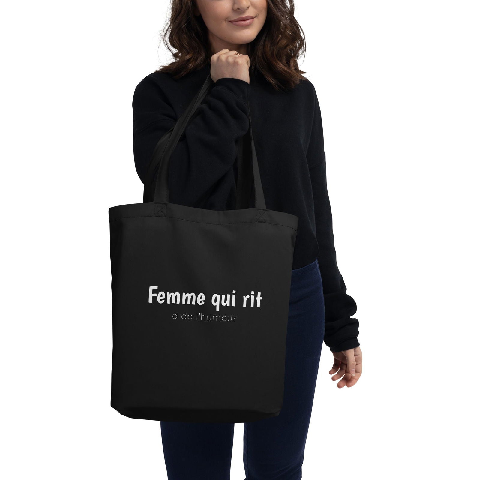 Tote bag bio Femme qui rit a de l'humour - Sedurro