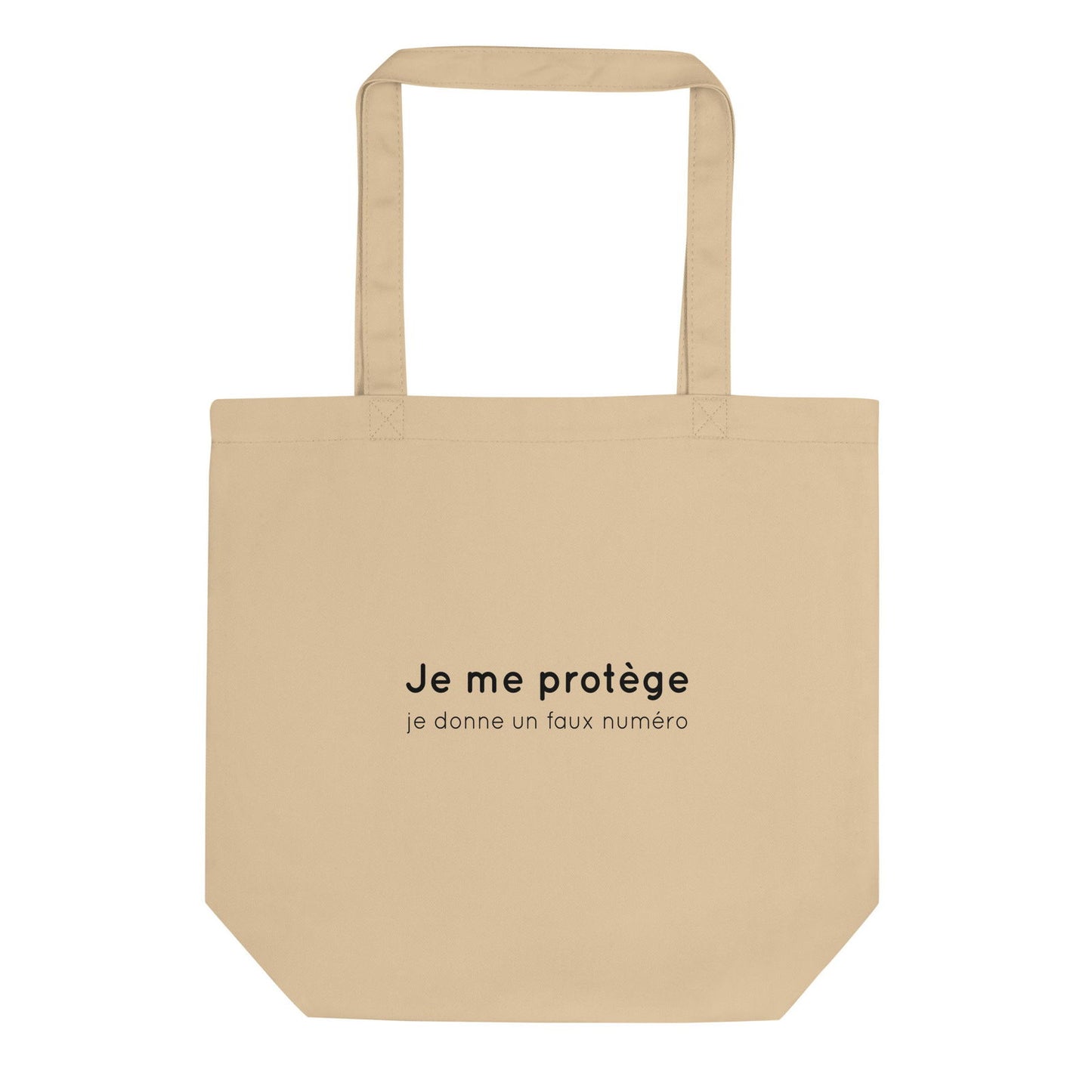 Tote bag bio Je me protège je donne un faux numéro - Sedurro