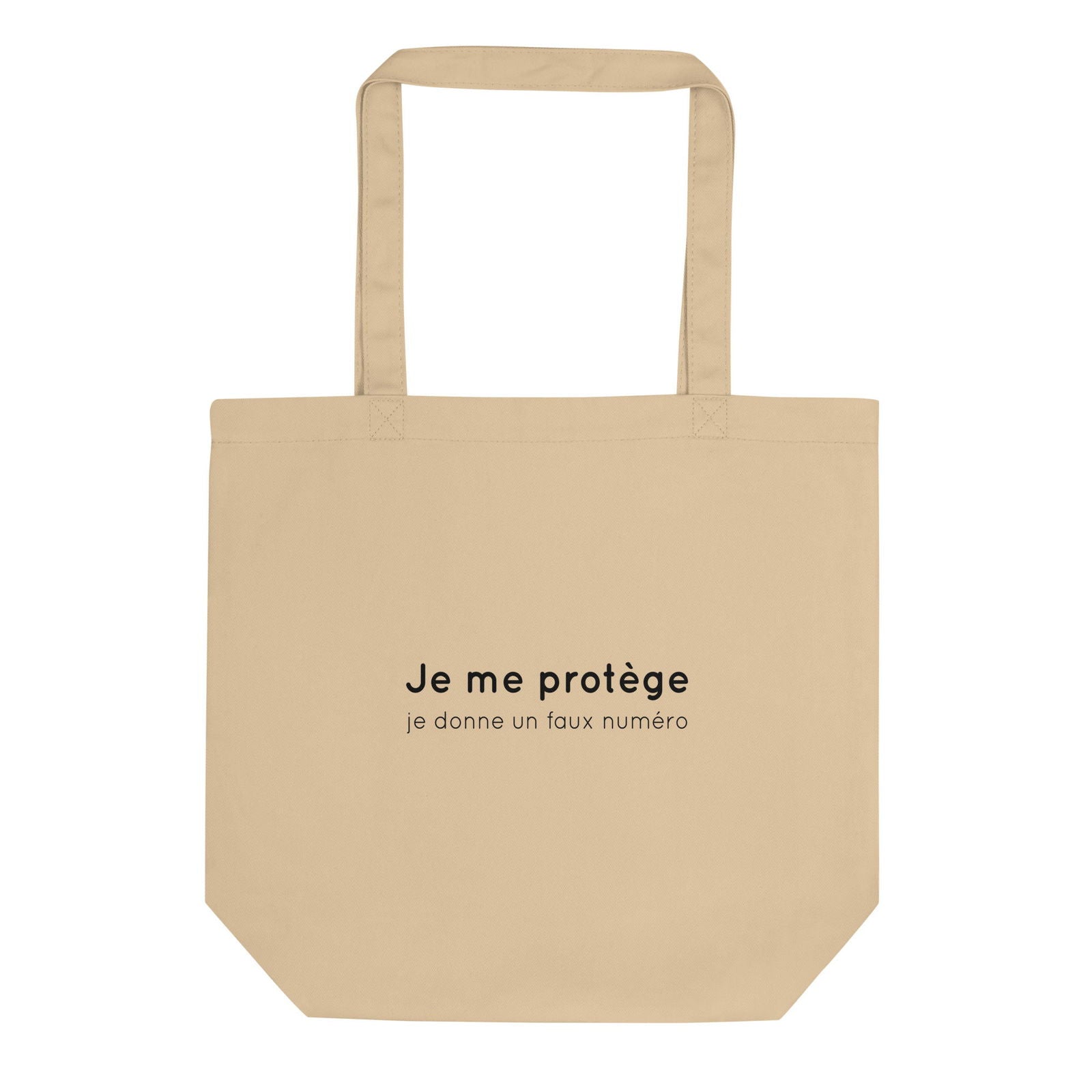 Tote bag bio Je me protège je donne un faux numéro - Sedurro