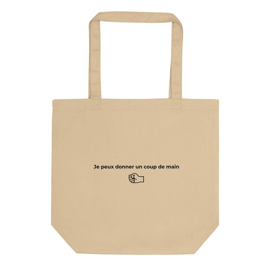 Tote bag bio Je peux donner un coup de main fist Oyster - Sedurro