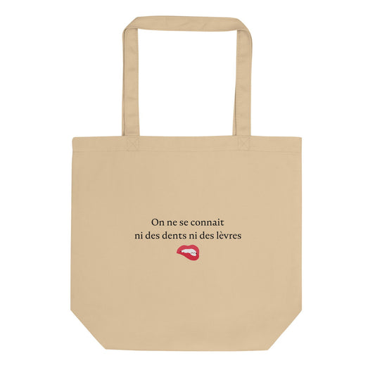 Tote bag bio On ne se connait ni des dents ni des lèvres Oyster - Sedurro