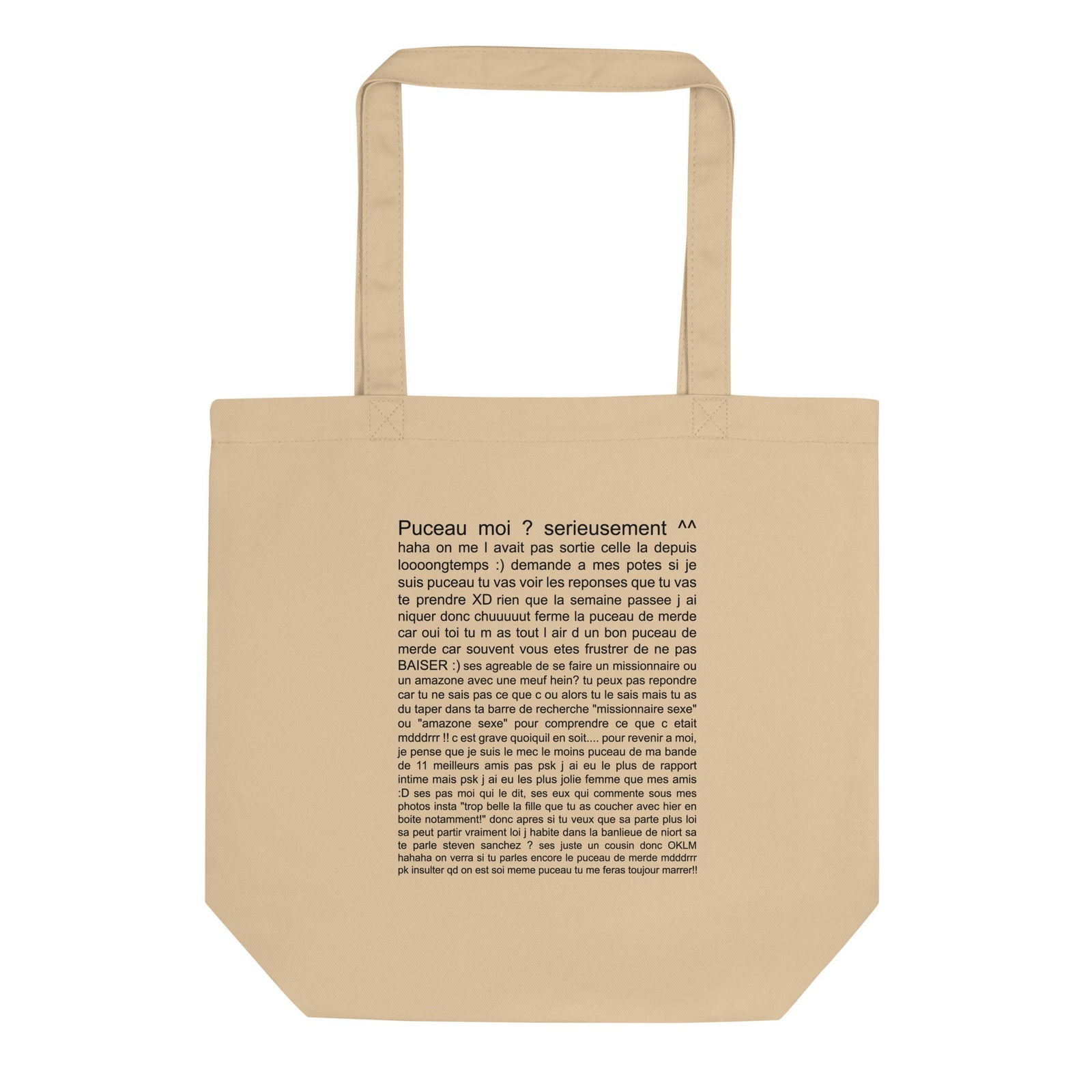 Tote bag bio Puceau moi on me l'avait pas sorti depuis longtemps Oyster - Sedurro