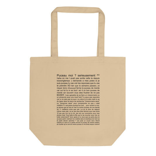 Tote bag bio Puceau moi on me l'avait pas sorti depuis longtemps Oyster - Sedurro