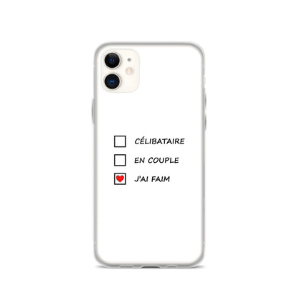 Coque iPhone Célibataire en couple j'ai faim cases à cocher iPhone 11 - Sedurro