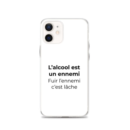 Coque iPhone L'alcool est un ennemi fuir l'ennemi c'est lâche iPhone 12 - Sedurro