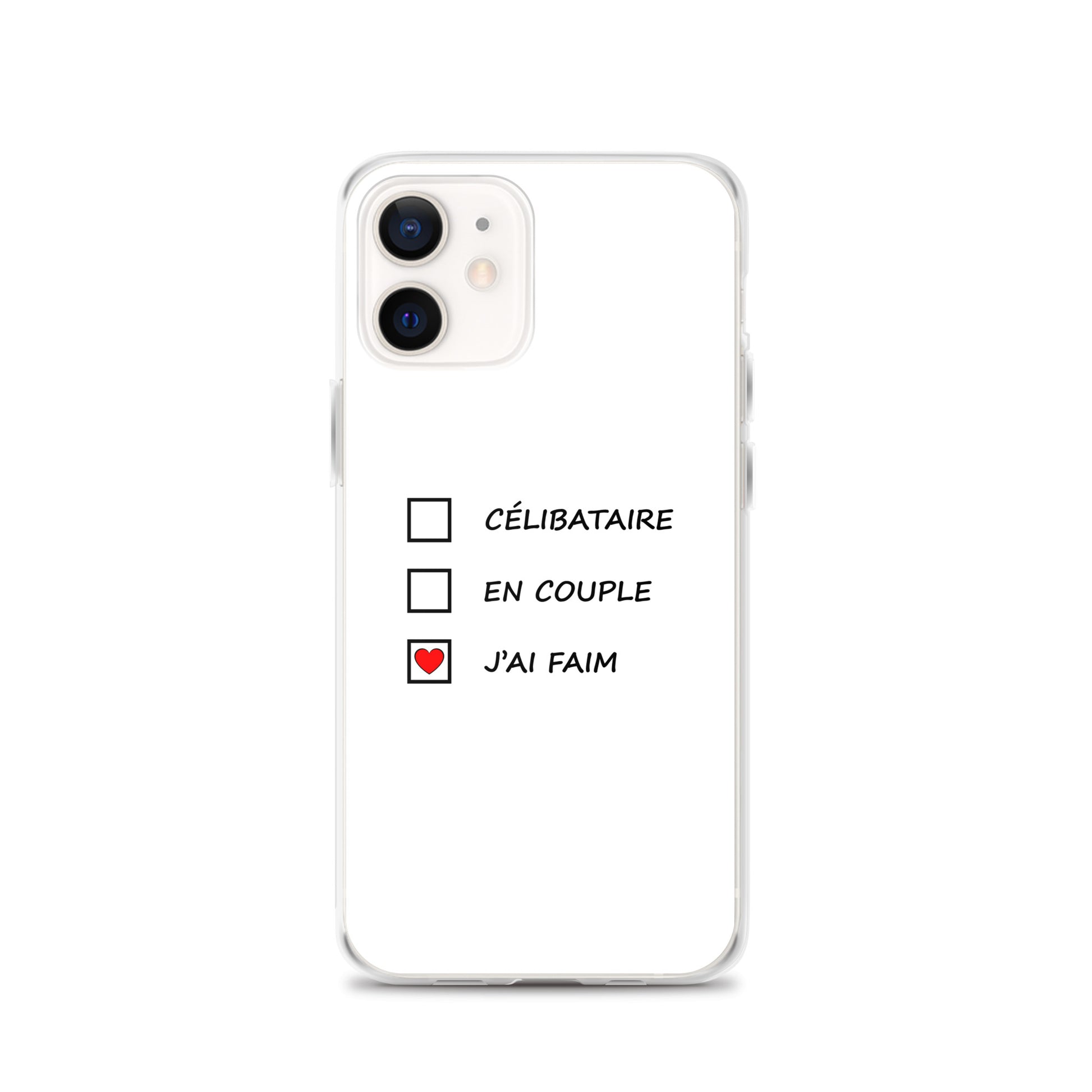Coque iPhone Célibataire en couple j'ai faim cases à cocher iPhone 12 - Sedurro