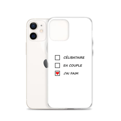 Coque iPhone Célibataire en couple j'ai faim cases à cocher - Sedurro