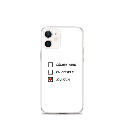 Coque iPhone Célibataire en couple j'ai faim cases à cocher iPhone 12 mini - Sedurro