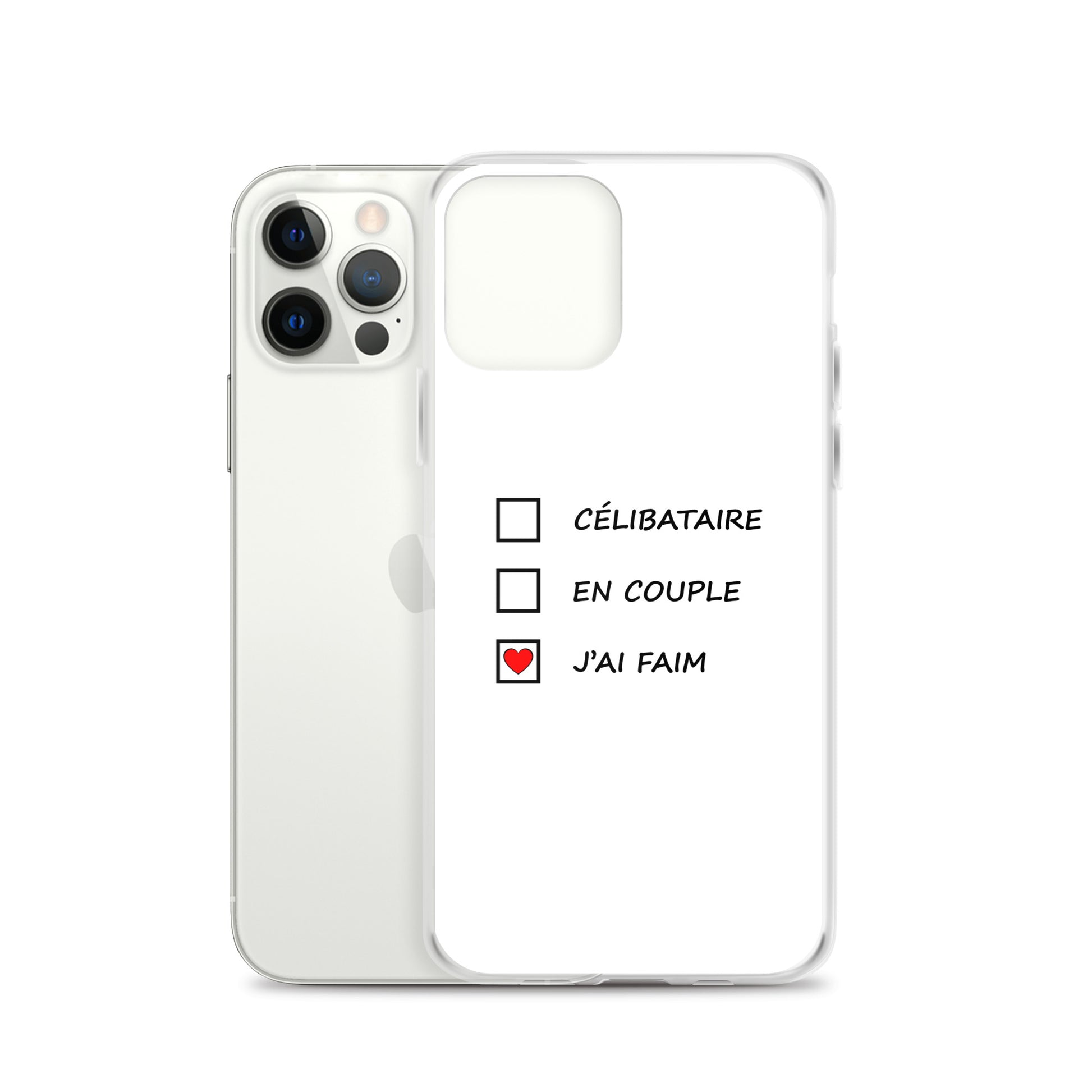 Coque iPhone Célibataire en couple j'ai faim cases à cocher - Sedurro