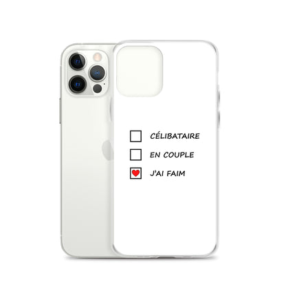 Coque iPhone Célibataire en couple j'ai faim cases à cocher - Sedurro