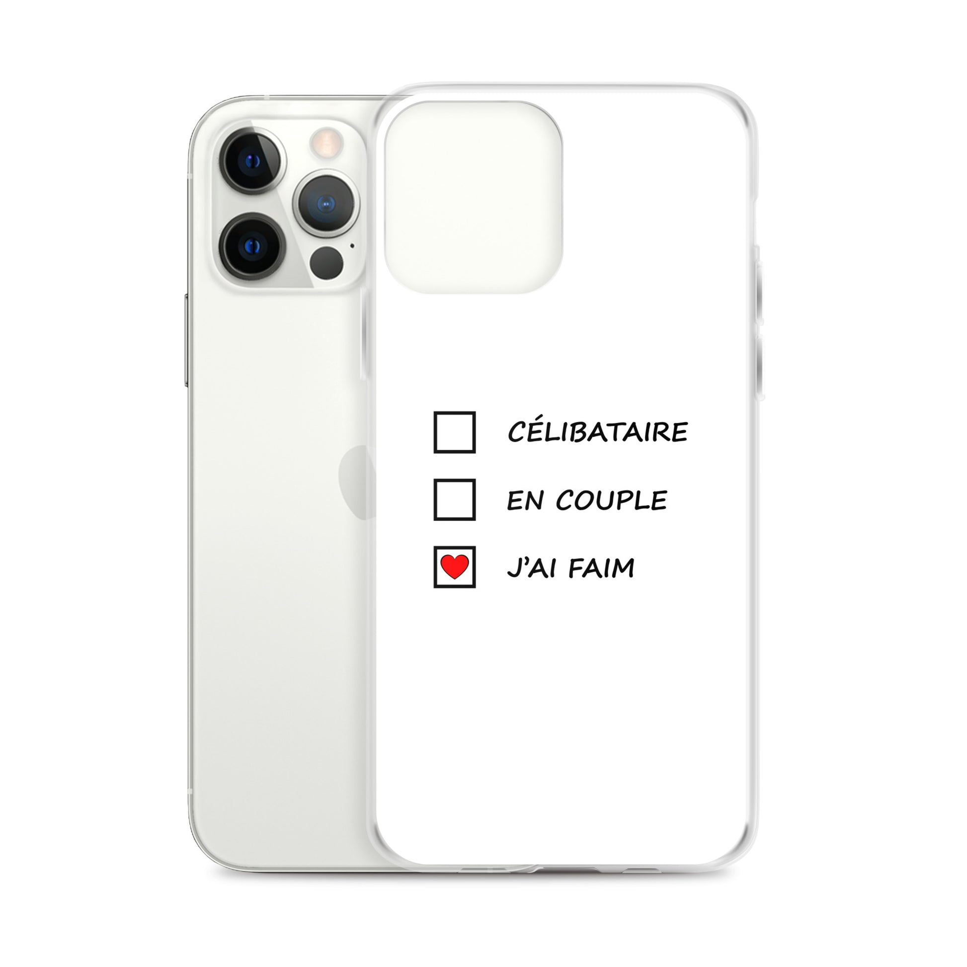 Coque iPhone Célibataire en couple j'ai faim cases à cocher - Sedurro