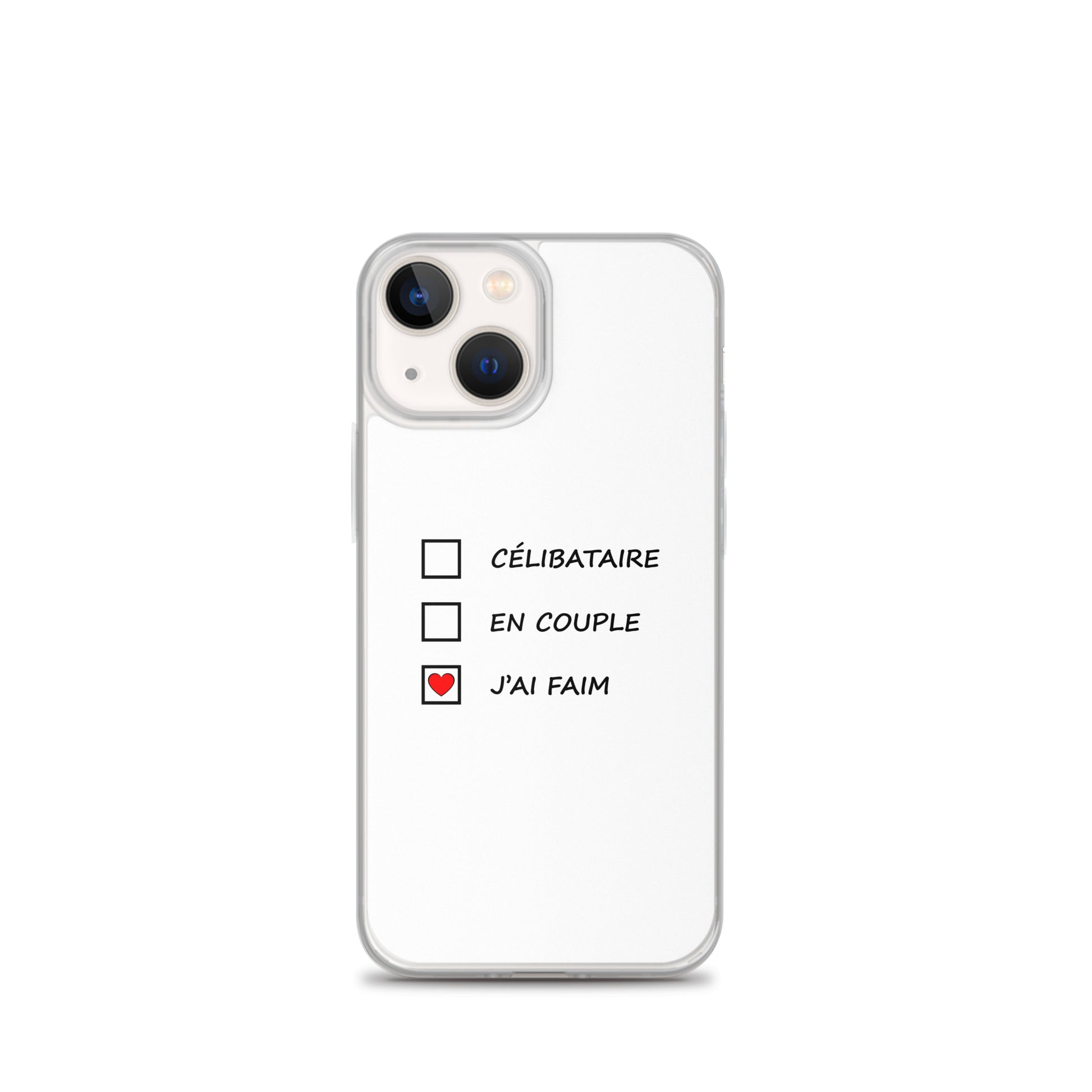 Coque iPhone Célibataire en couple j'ai faim cases à cocher iPhone 13 mini - Sedurro