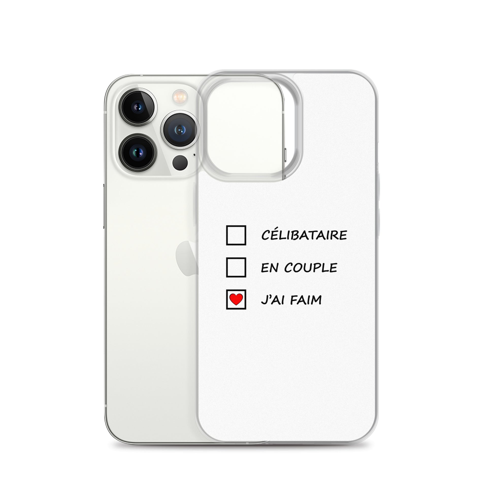 Coque iPhone Célibataire en couple j'ai faim cases à cocher - Sedurro