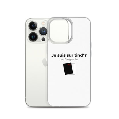 Coque iPhone Je suis sur tind*r du côté gauche - Sedurro