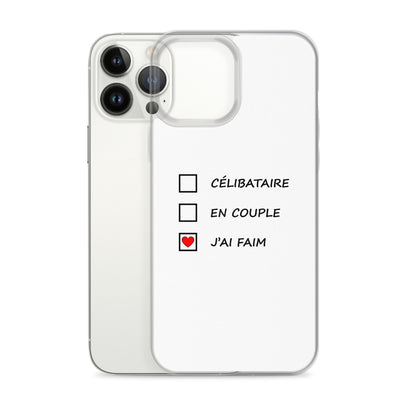 Coque iPhone Célibataire en couple j'ai faim cases à cocher - Sedurro