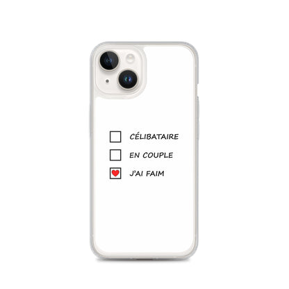 Coque iPhone Célibataire en couple j'ai faim cases à cocher iPhone 14 - Sedurro