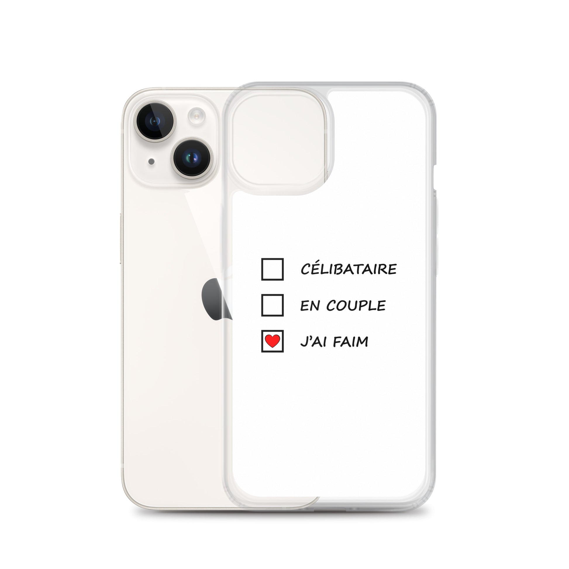 Coque iPhone Célibataire en couple j'ai faim cases à cocher - Sedurro