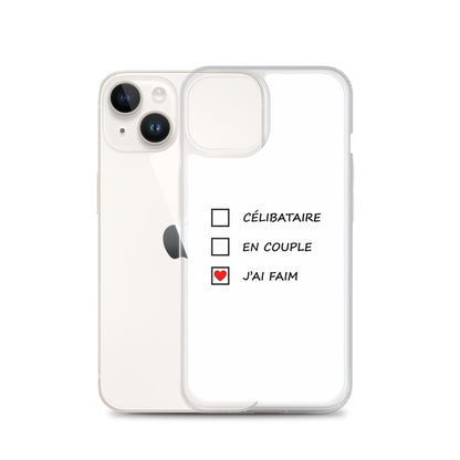 Coque iPhone Célibataire en couple j'ai faim cases à cocher - Sedurro