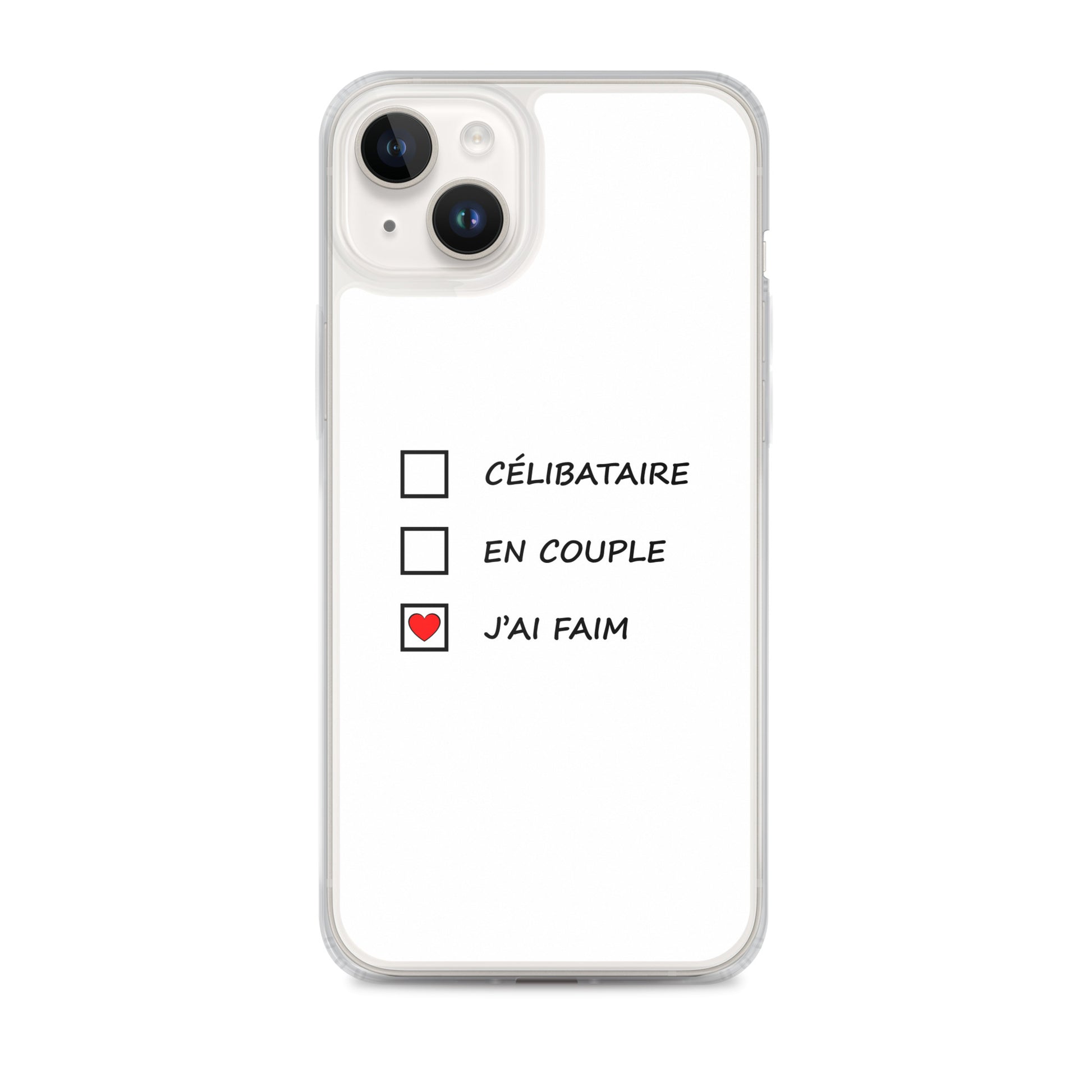 Coque iPhone Célibataire en couple j'ai faim cases à cocher iPhone 14 Plus - Sedurro