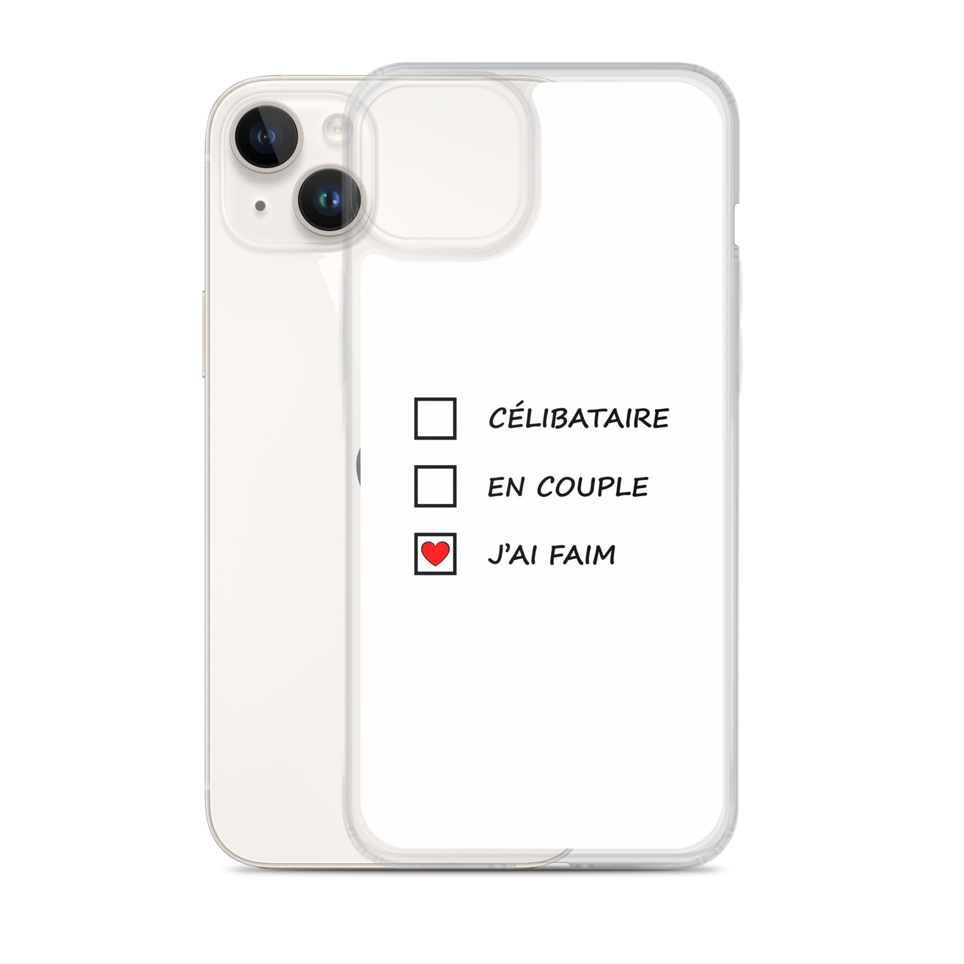 Coque iPhone Célibataire en couple j'ai faim cases à cocher - Sedurro