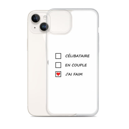 Coque iPhone Célibataire en couple j'ai faim cases à cocher - Sedurro