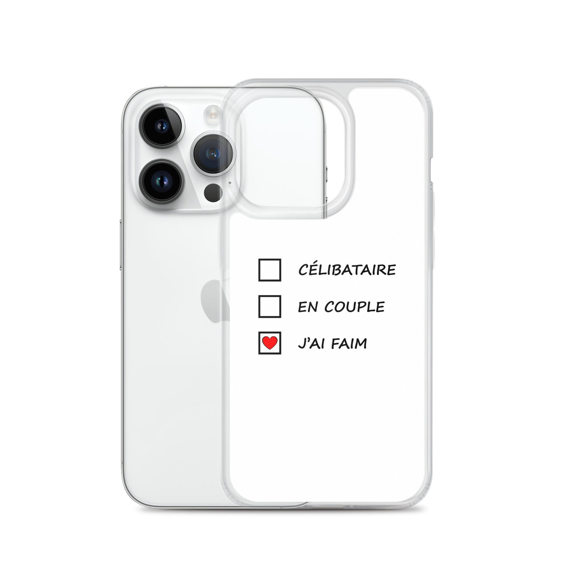 Coque iPhone Célibataire en couple j'ai faim cases à cocher - Sedurro