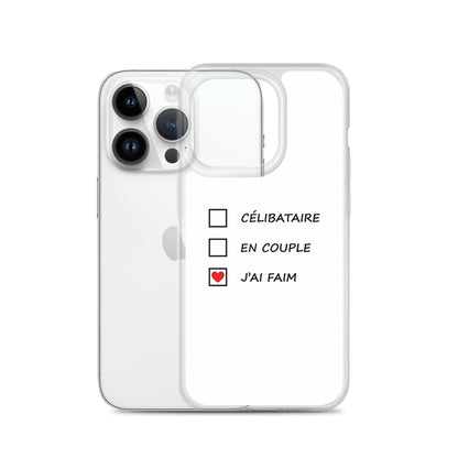 Coque iPhone Célibataire en couple j'ai faim cases à cocher - Sedurro